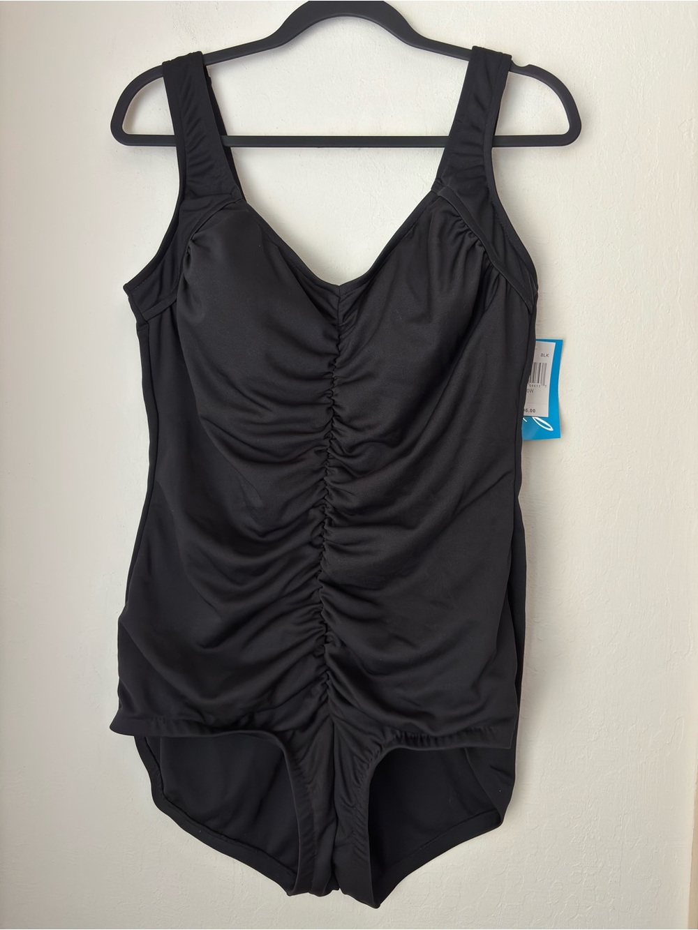 Azul by Maxine of Hollywood Shirred Front Girl Leg One Piece Size 20W NEW Black